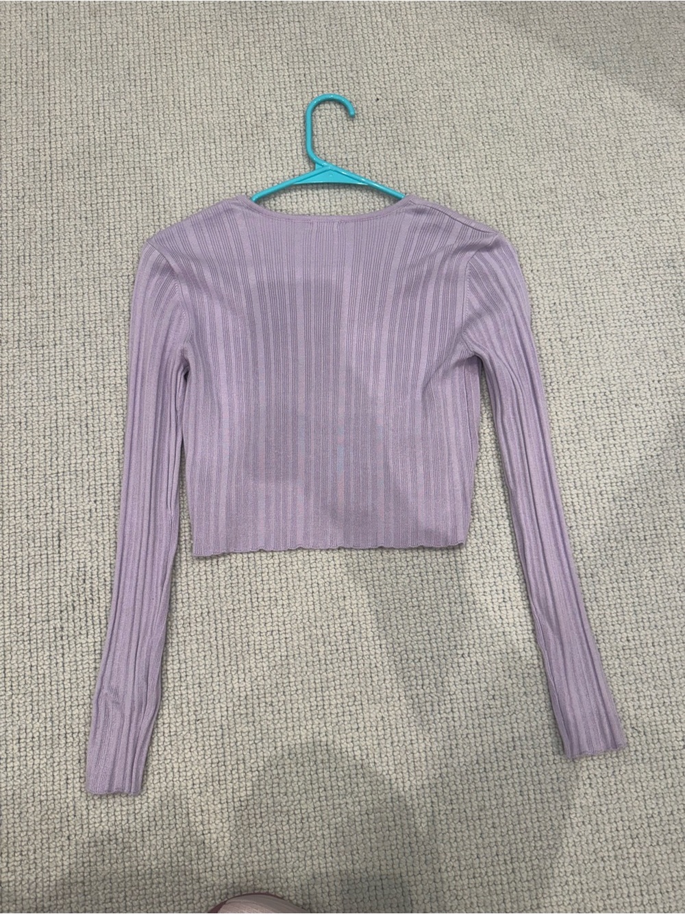 Garage Lavender Ribbed Button-Up Crop Sweater - Picture 2 of 3